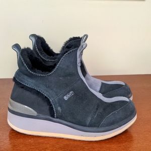 Deckers X Lab (parent of Hoka) Sheepskin Ankle Booties. Cozy recovery shoes.